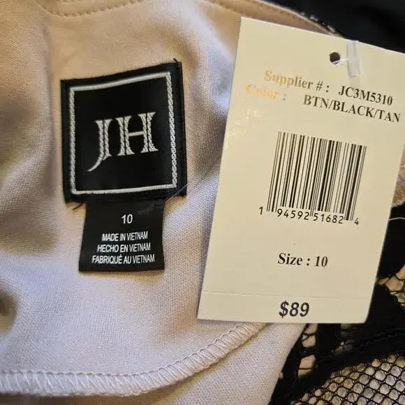 Jessica Howard JH Women's Size 10 Black Lace Shift Dress Lined Sheer Sleeves NWT - Picture 8 of 9